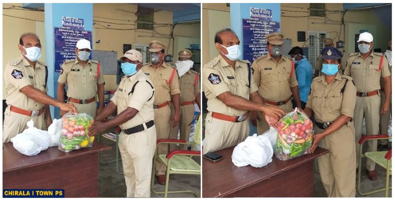 ప్రకాశం జిల్లా పోలీసు - లాక్ డౌన్ విధులలో కష్టపడుతున్న సిబ్బంది అందరికీ, నిత్యావసర వస్తువులు పంపిణీ